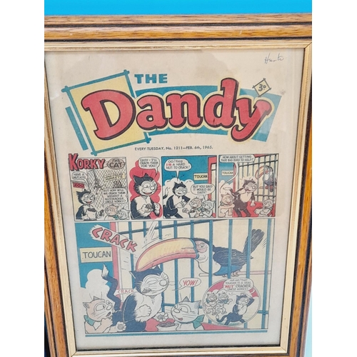 524 - Framed Modernist Print plus Framed Copy of 'The Dandy' Dated 1965. Largest 43cm x 33cm.