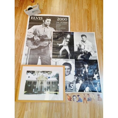 525 - Elvis Presley Memorabilia to include Framed and Mounted Print of Graceland (55cm x 45cm), Posters (2... 