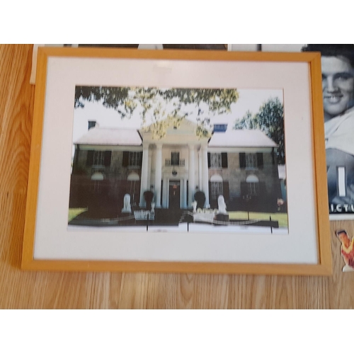 525 - Elvis Presley Memorabilia to include Framed and Mounted Print of Graceland (55cm x 45cm), Posters (2... 