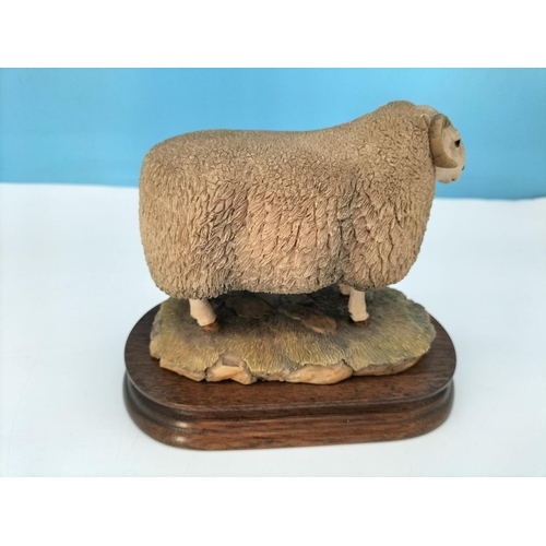 55 - Border Fine Arts Limited Edition 292/850 Figure of a Cheviot Ram on Wooden Base by R Ayres. 13cm Hig... 