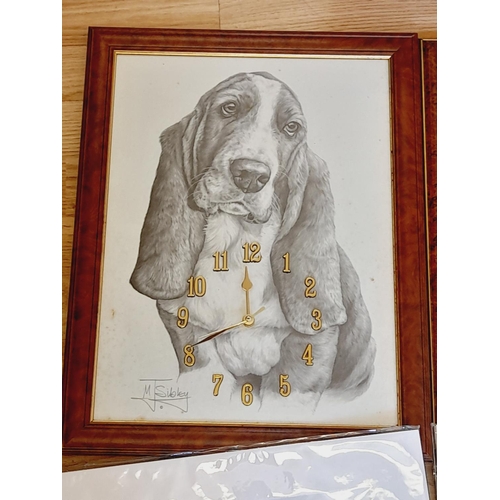 577 - Collection of Animal Themed Prints (5) to include Framed Bassett Hound Clock signed M.J.Sibley, Fram... 