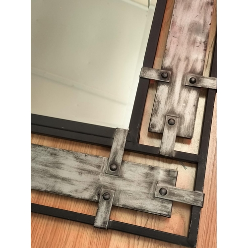 585 - Modern Metal Framed Bevel Edged Mirror. 80cm x 60cm. Collection Only.