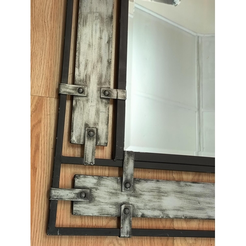 585 - Modern Metal Framed Bevel Edged Mirror. 80cm x 60cm. Collection Only.