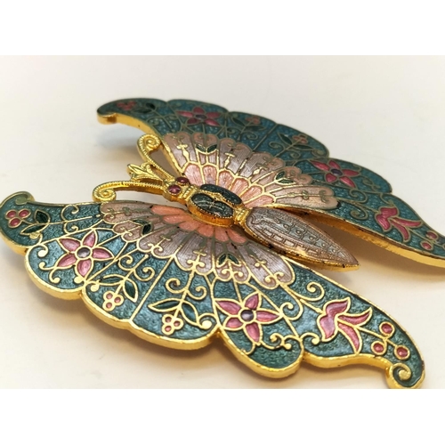 591 - Vintage Enamelled Butterfly Brooch by Fish Enterprises Ltd. 6cm x 4.5cm.