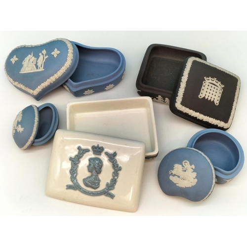 602 - Wedgwood Jasper and Queensware Items (10) to include 13cm Bud Vase, Trinket Boxes, etc.