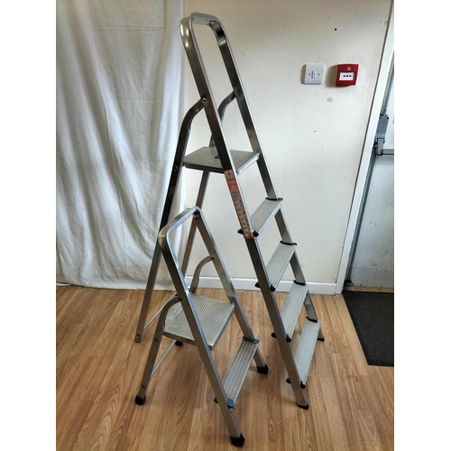 616 - 2 Sets of Step Ladders, 2 Step and 5 Step. Tallest 153cm. Collection Only.