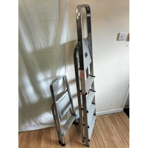 616 - 2 Sets of Step Ladders, 2 Step and 5 Step. Tallest 153cm. Collection Only.