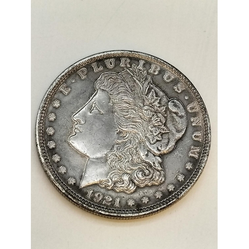 62 - Silver .900 Morgan Dollar 1921.