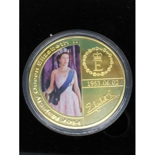 81 - Boxed Set of 5 24ct Plated Coins 'The Queen' with Certificate of Authenticity. Limited to 1000 Piece... 