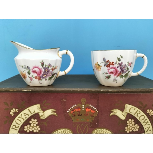 10 - Boxed Royal Crown Derby 'Derby Poises' Tea Set to include Teapot (Repair to Spout), Cups and Saucers... 