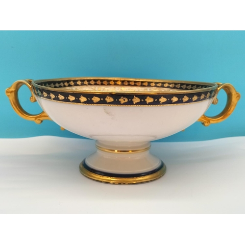 114 - Antique Noritake (Unmarked) Gold Gilded Twin Handled Porcelain Pedestal Centrepiece Bowl. 11.5cm Hig... 