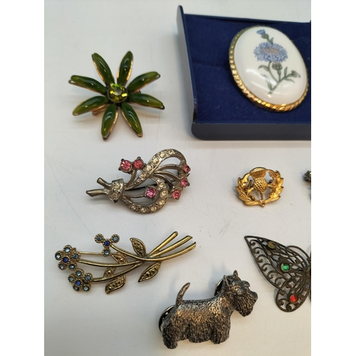 141 - Collection of Brooches (11) to include Aynsley Flower Brooch, etc.