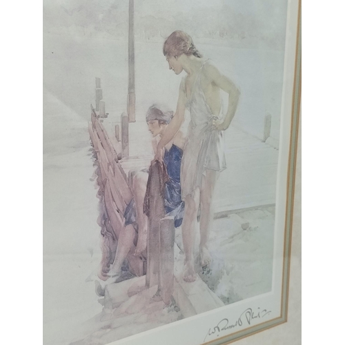 146 - Framed and Glazed William Russell Flint Signed Print 'An August Morning'. 53cm x 43cm.