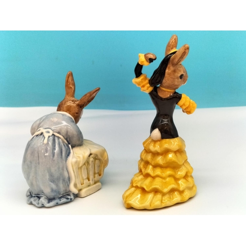 183 - Royal Doulton Bunnykins Figures (2) 'Flamenco Bunnykins' DB256 plus 'New Baby Bunnykins' DB158. Tall... 