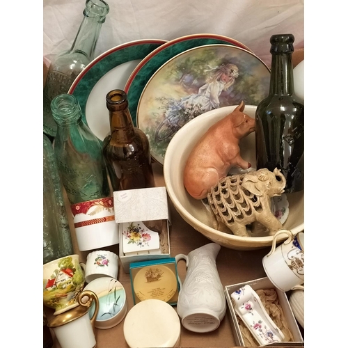 184 - Box of Mixed Items to include Vintage Glass Bottles, Pottery, etc.