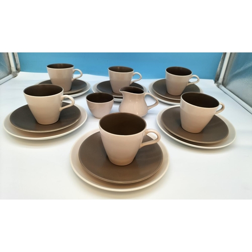 239 - Vintage Brown and White Poole Pottery 20 Piece Coffee Set.