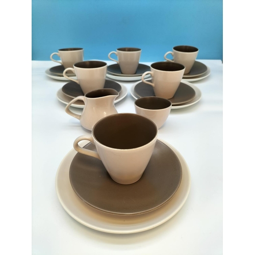 239 - Vintage Brown and White Poole Pottery 20 Piece Coffee Set.