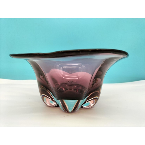 242 - Purple/Amethyst Coloured Glass Bowl. 9cm High, 19cm Diameter.