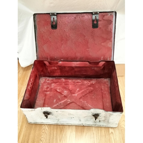 253 - Vintage, Possibly WWII, Metal Trunk. 52cm x 36cm x 20cm.