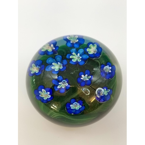 273 - Large 10cm Vintage Murano Glass Paperweight with Floral Bubble Flowers Designed by Ferro & Lazzarini... 