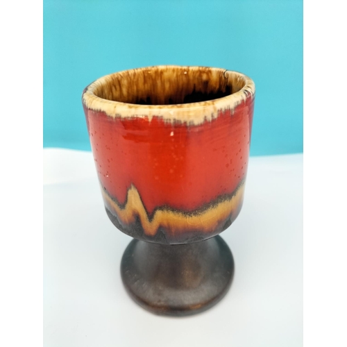 30 - Mid Century Vallauris Pottery (France) 27cm Plate and Goblets (5). Goblet Height 11.5cm. Chip to Rim... 