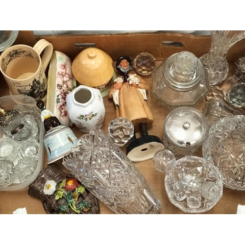 491 - Box of Ceramics and Glass Ware to include Crown Devon, Aynsley, etc.