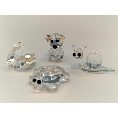 504 - Boxed Set of Miniature Crystal Artware Figures (4) to include Snail, Tortoise, Clam and Bear. Talles... 