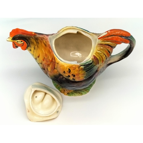 509 - Royal Winton Grimwades 1930's Art Deco Hand Painted 'Rooster' Teapot. Unmarked. Some Paint Missing o... 