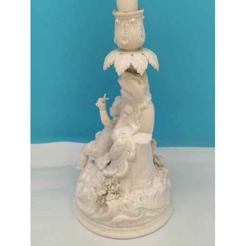 571 - 19th Century Meissen Blanc de Chine 26cm Cherub Candlestick plus 2 x Vintage Girl and Boy Hummel 12c... 