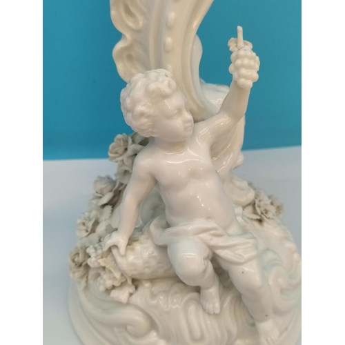 571 - 19th Century Meissen Blanc de Chine 26cm Cherub Candlestick plus 2 x Vintage Girl and Boy Hummel 12c... 