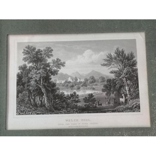 578 - Collection of Framed Watercolours and Prints to include Early 19th Century Engraving of Powys Castle... 