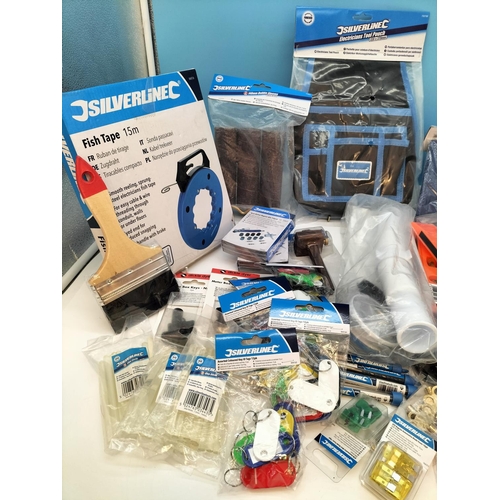 630 - Box of New Silverline Tools and Accessories to include Tool Pouch, Key Fobs, Mini Gauge, Spirit Leve... 