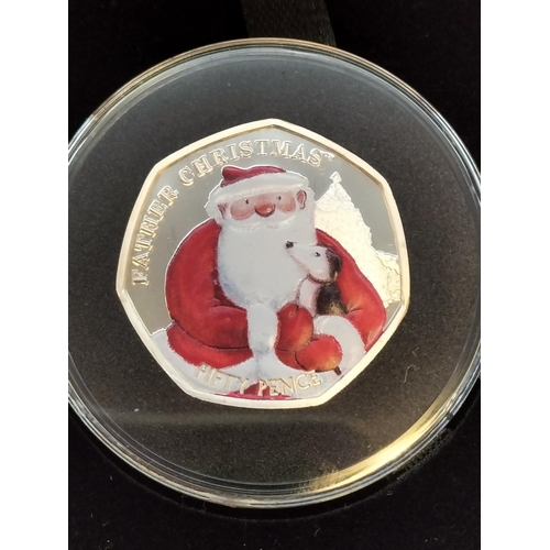 548 - PobJoy Mint Silver 925 Fifty Pence Coin 'Father Christmas' 2021 with Certificate of Authenticity and... 