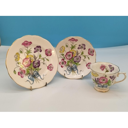 1 - 1950's Royal Albert Complete Set of 12 'Flower of The Month Series' Hand Painted Trios in the Counte... 