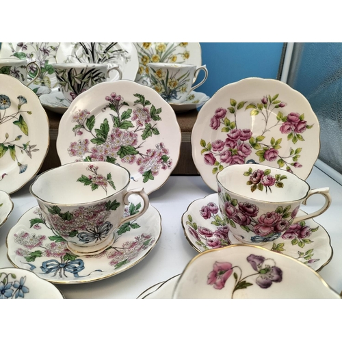 1 - 1950's Royal Albert Complete Set of 12 'Flower of The Month Series' Hand Painted Trios in the Counte... 