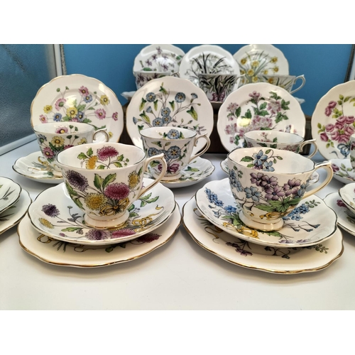 1 - 1950's Royal Albert Complete Set of 12 'Flower of The Month Series' Hand Painted Trios in the Counte... 