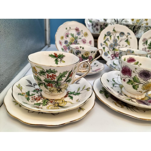 1 - 1950's Royal Albert Complete Set of 12 'Flower of The Month Series' Hand Painted Trios in the Counte... 