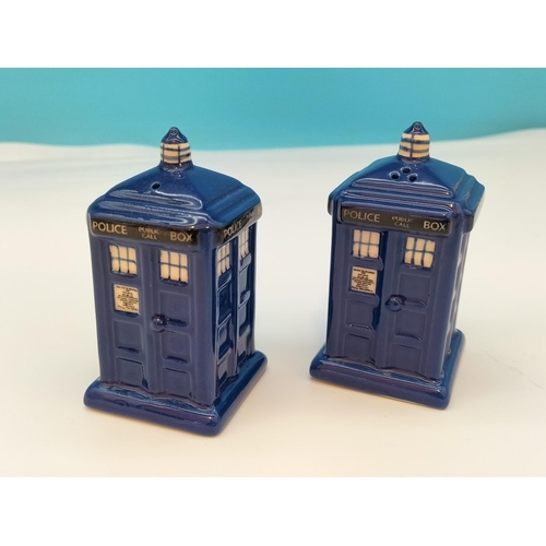 109 - Doctor Who Tardis Salt and Pepper Pots. 10cm Tall.