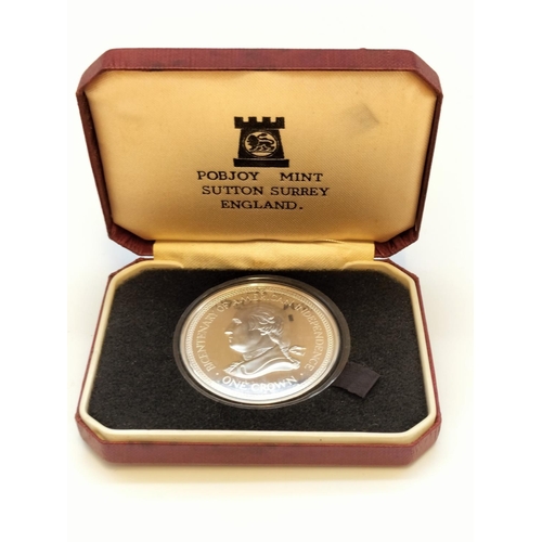 14 - Silver Isle of Man 1976 'Bicentenary of American Independence' One Crown Coin. Cased.