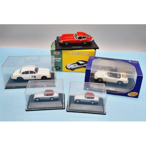 163 - Boxed Die-Cast Car Models (5) to include Jaguar E Type, MGB, Atlas Editions Jaguar MKII, etc.