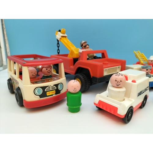 167 - Fisher Price Toys to include Mini Bus, Ambulance, Police Car, Fire Engine, Figures, etc.