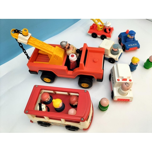 167 - Fisher Price Toys to include Mini Bus, Ambulance, Police Car, Fire Engine, Figures, etc.