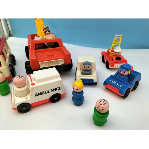 167 - Fisher Price Toys to include Mini Bus, Ambulance, Police Car, Fire Engine, Figures, etc.