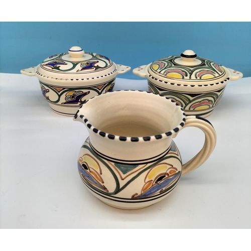 175 - 6 Piece Assorted Honiton Pottery Breakfast Set (1947-1956) to include Cruet, Butter Dish, Preserve P... 