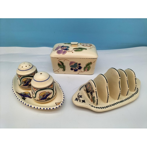 175 - 6 Piece Assorted Honiton Pottery Breakfast Set (1947-1956) to include Cruet, Butter Dish, Preserve P... 