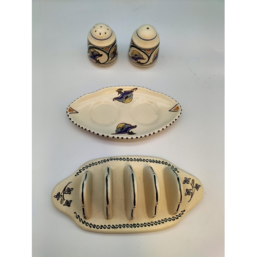 175 - 6 Piece Assorted Honiton Pottery Breakfast Set (1947-1956) to include Cruet, Butter Dish, Preserve P... 