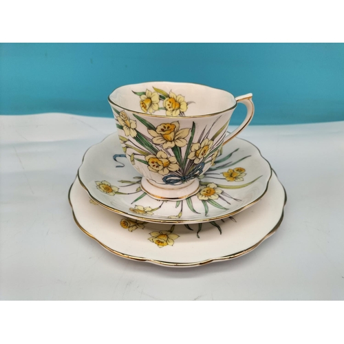 176 - 1950's Royal Albert Flower of The Month Series 'Daffodil No 3' Hand Painted Trios (5) in the Countes... 