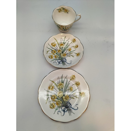 176 - 1950's Royal Albert Flower of The Month Series 'Daffodil No 3' Hand Painted Trios (5) in the Countes... 