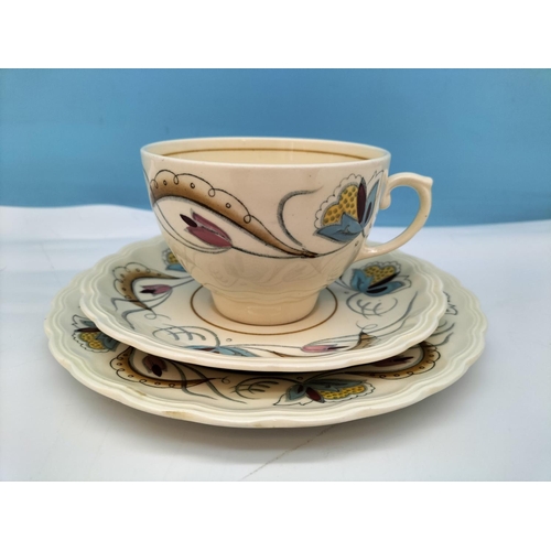 180 - Woods Ware 21 Piece Tea Set in the 'Medina' Pattern to include Trios (6), Cake Plate, Milk Jug and S... 