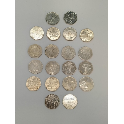 182 - Twenty 50p Coins to include Peter Rabbit, NHS, Sherlock Holmes, Pride, etc.